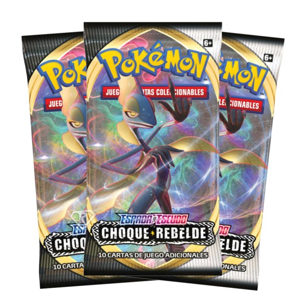 Pokémon Pack 3 Sobres Espada y Escudo Choque Rebelde (español)