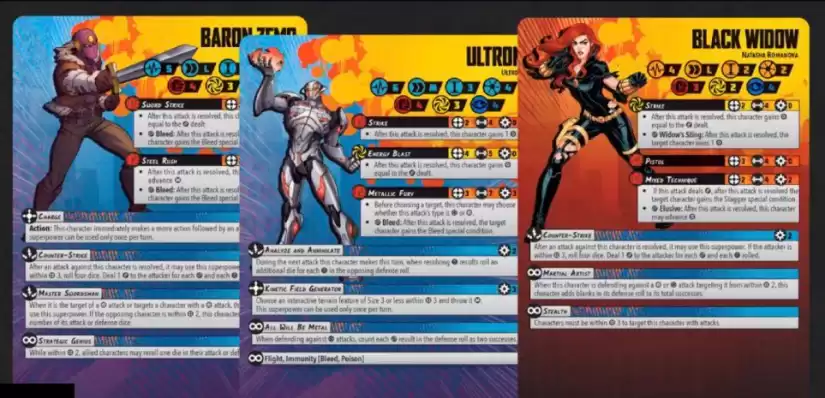 ítulo Marvel Crisis Protocol Cartas Black Widow Ultron Baron Zemo