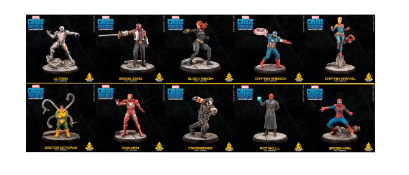 Marvel Crisis Protocol Todas las Miniaturas de Héroes y Villanos